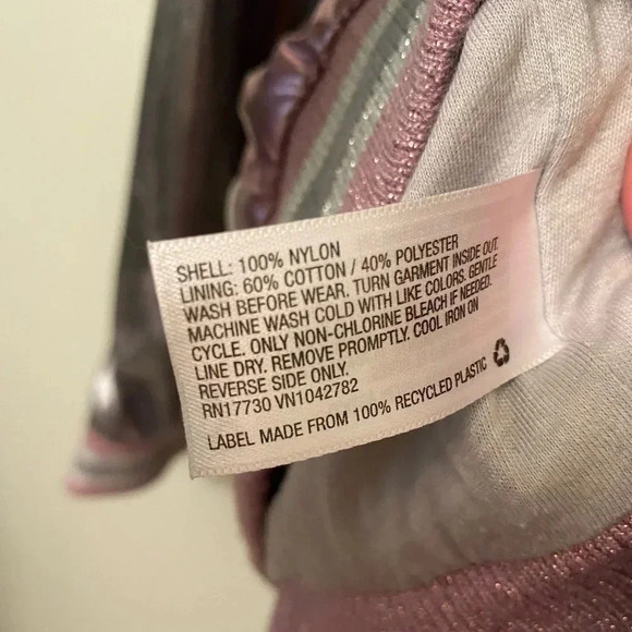 Cat & jack silver and pink shiny lightweight zip up jacket medium 7/8  ribbed - Picture 7 of 11